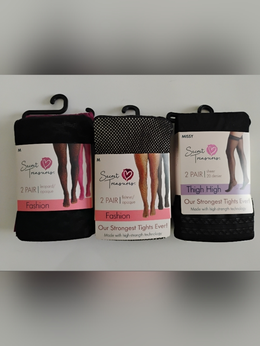 3 Secret Treasures Tights Size M Variety Black Wine Fishnet Opaque Sheer